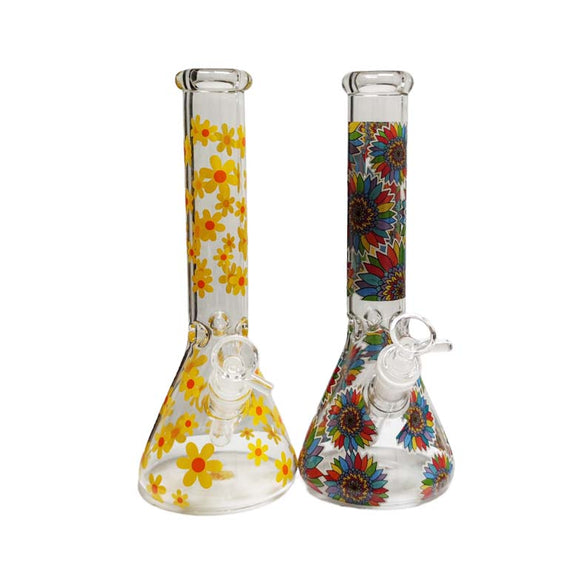 10" 4mm Glass Bong With Flower