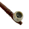 5" Wooden Pipe With Marble Bowl - Classic Long-Style Design