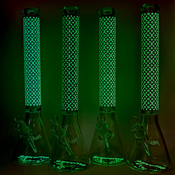 New Design 20" Stylish Designed 9mm Glow in the dark Glass Bong