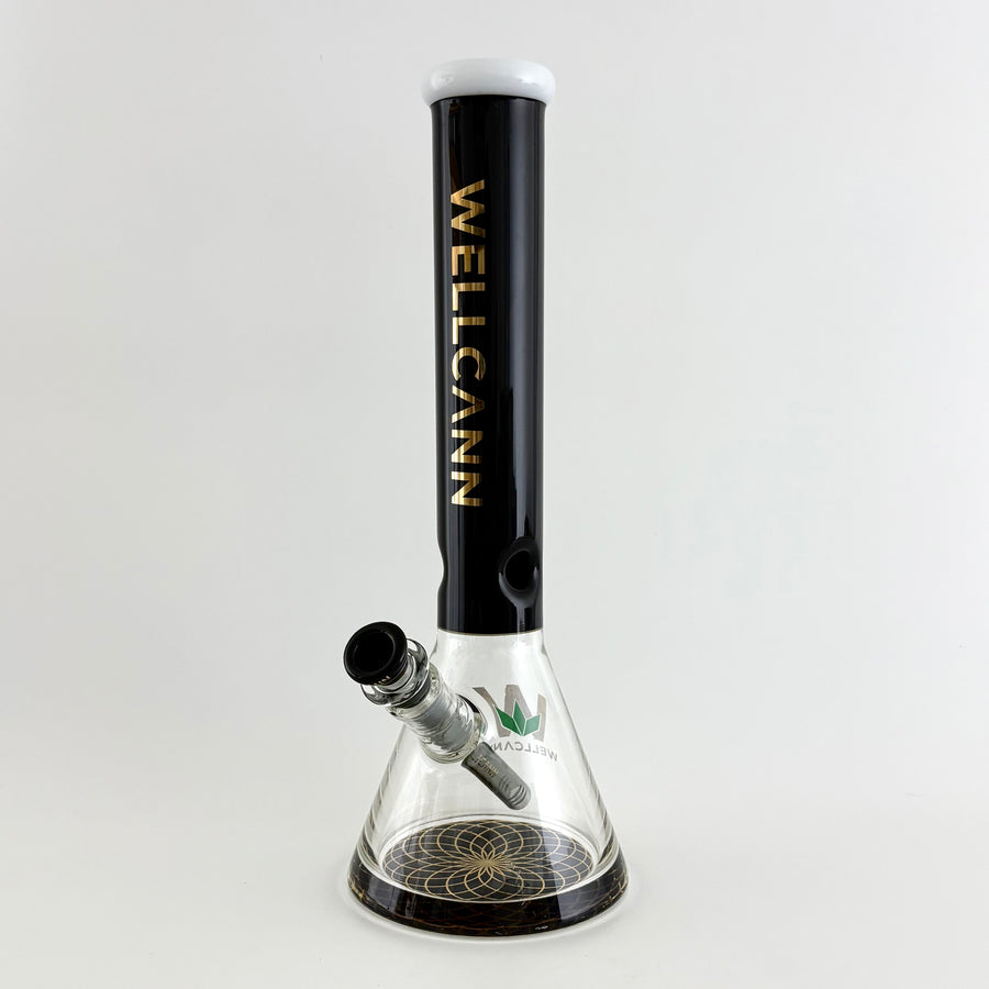 Wellcann 15" Thickened Base Geometric Gold Beaker Glass Bong