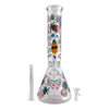 14" Glass Beaker Bong – 7mm Thick with Sticker Art Designs