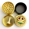 Golden Rasta Leaf Engraving Grinder 52*36mm 4 Parts