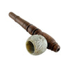 5" Wooden Pipe With Marble Bowl - Classic Long-Style Design
