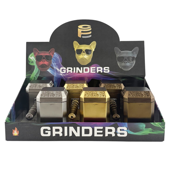 Hammer Style 4-Piece Metal Grinder with Built-In Pipe – Assorted Colors