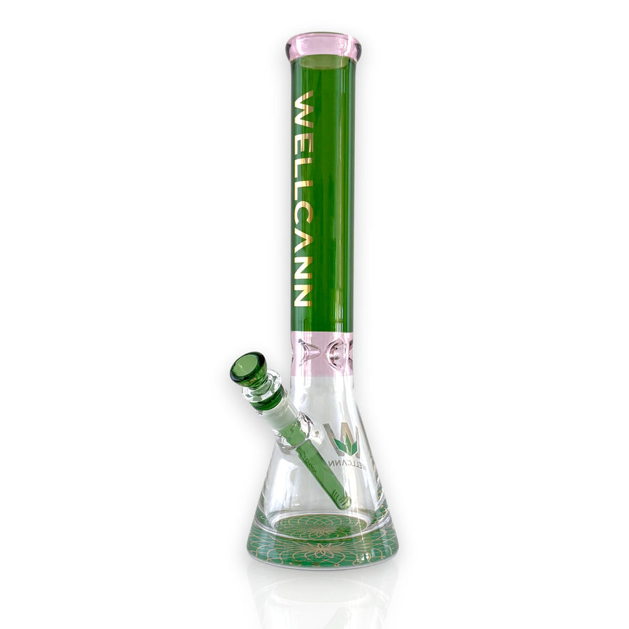 Wellcann | 16" Heavy-Duty 7MM Beaker Water Pipe – Extra Thick Base-Green