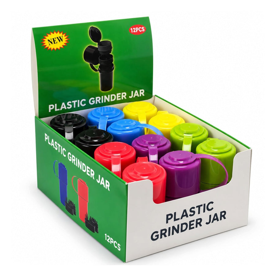 Portable Plastic Grinder Jar with Storage Container – 12PCS Display