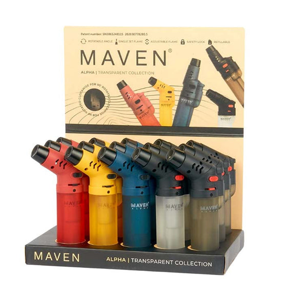Maven Alpha Transparent Torch Lighters - 15ct